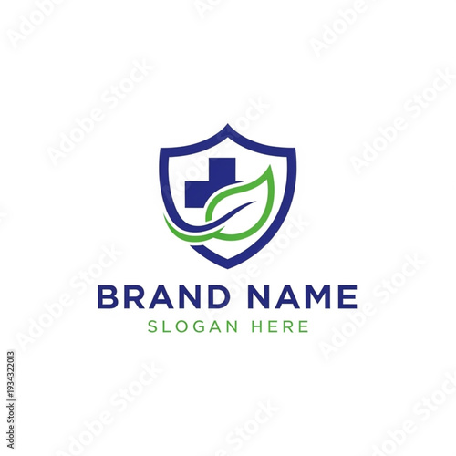Medical Health Logo Design with Shield and Cross Elements.