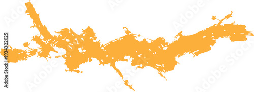 Orange abstract splash liquid fluid wave shape design element isolated on transparent background