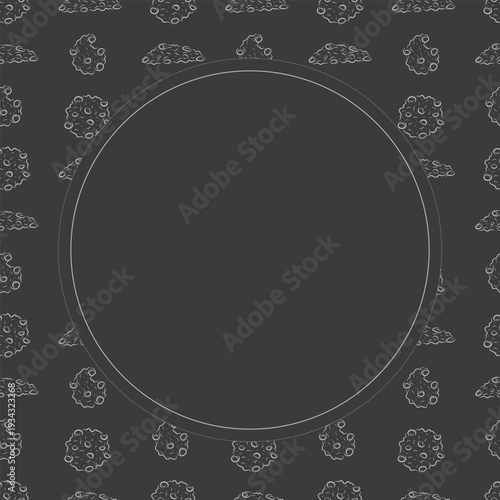 chocolate chip cookies frame. doodle chocolate cookies circle frame background