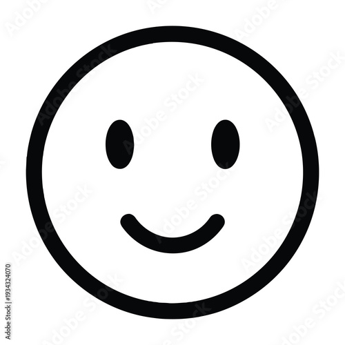 Happy face illustration with minimalist black and white design featuring a smiling expression