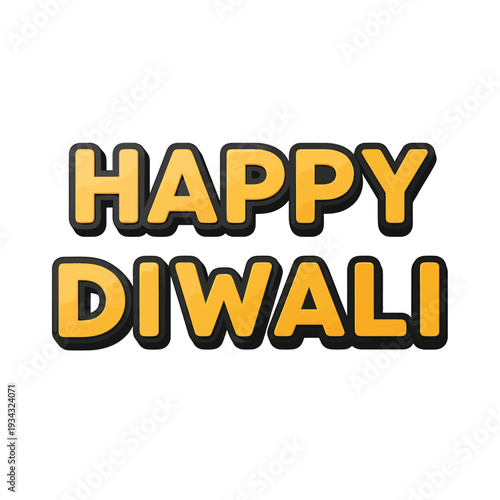 Vibrant Diwali celebration illustration with festive text and joyful atmosphere, viewed from a straightforward perspective