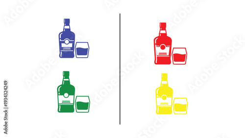 Comparison of color-coded alcoholic beverages and their respective containers