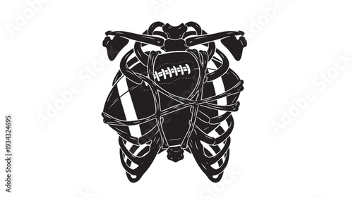 Black motorcycle helmet in sketchy line art with white background for transportation or racing design