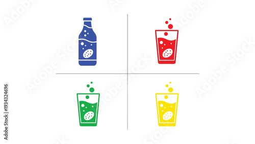 Colorful beverage containers with unique designs and lids