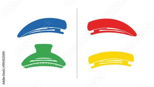 Colorful stylized berets displayed in four distinct vibrant hues