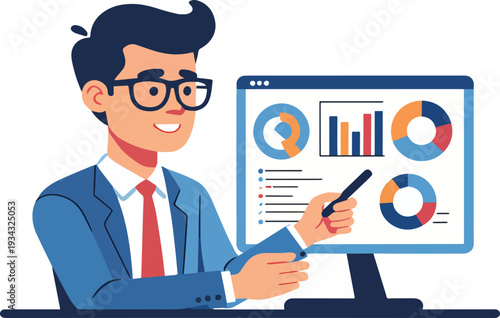  persone che controllano i dati aziendali ufficio lavoro casa computer vettoriale