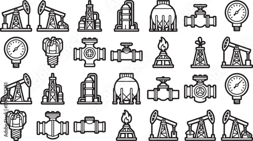 A comprehensive collection of intricate, high-quality, oil and gas industry illustrations, perfect for any energy-related project.