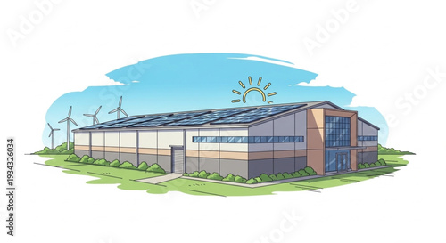 Modern Greenhouse with Solar Panels.