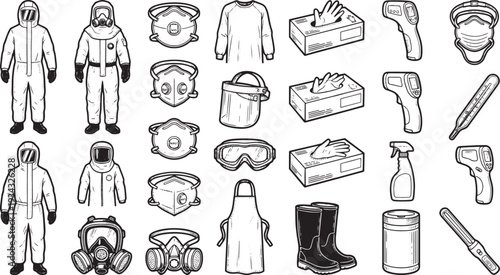 Pandemic protection gear illustration 