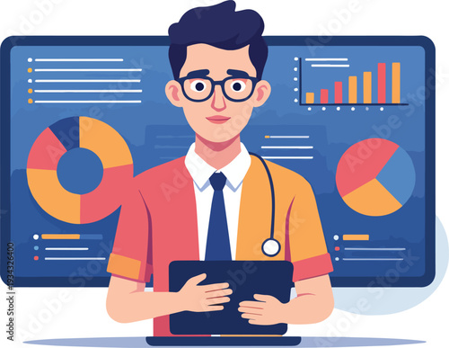  persone che controllano i dati aziendali ufficio lavoro casa computer vettoriale