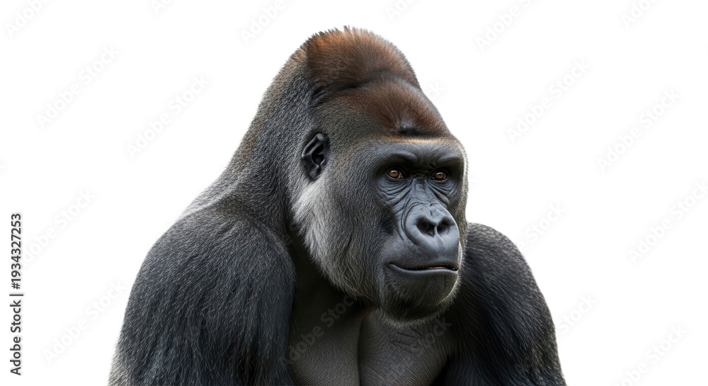 Fototapeta premium Gorilla wild animal, isolated on transparent background