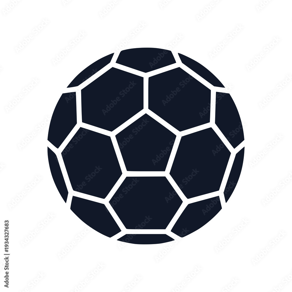 Fototapeta premium Minimal soccer ball icon in clean flat SVG style. Simple geometric panel design suitable for sports apps, tournaments, athletic branding, and modern UI graphics.