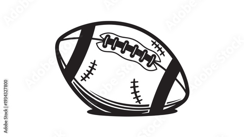 American football minimalist illustration in black and white line art on isolated background for sports branding