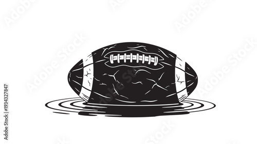 American football in water Monochrome Minimalist for sports editorial