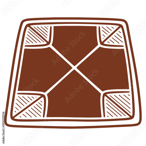 Hand drawn chess board illustration simple game strategy and thinking concept with brown color palette