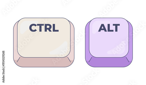 Ctrl Alt computer keyboard shortcut. System command. Special function. Advanced input operation. Hotkey combo buttons for pc and laptop. Fast software efficiency. Flat vector illustration