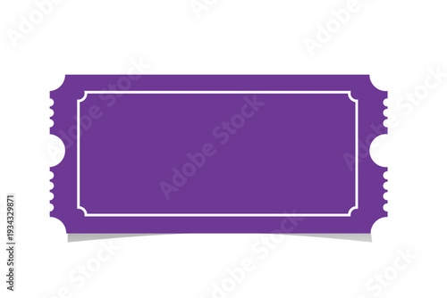 A vibrant purple ticket with a white border and perforated edges. Vector