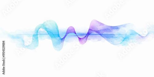 A smooth abstract blue wave design features flowing curves and smoke patterns with light motion for a decorative vector background illustration