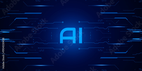 Artificial Intelligence ,AI chipset on circuit board, futuristic Technology Concept	
