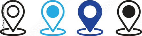 map pin and navigation location icon set. destination, point of interest, tracking, and travel. vector illustration