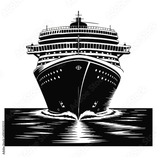 Vector art of a cruise ship isolated on white background