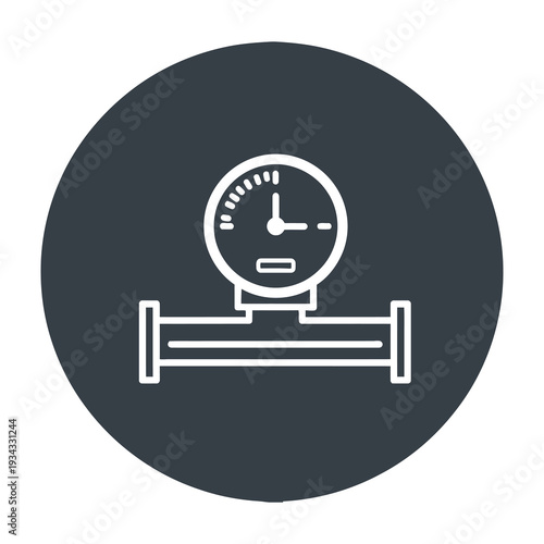 White analog gauge meter with circular dial and needle on a dark blue background symbolizing measurement and industrial control