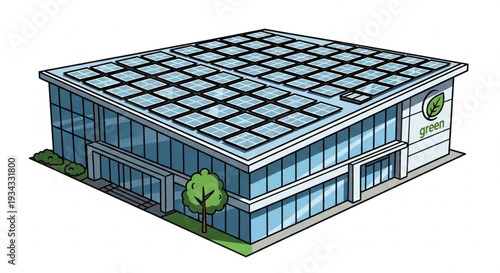 Modern Office Building with Green Roof.