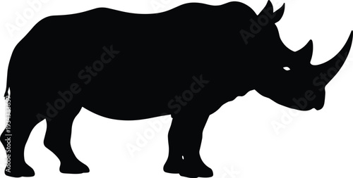 Rhinoceros, Rhino, Silhouette, Wildlife, Safari, Africa, Animal, Mammal, Horn, Endangered, Conservation, Nature, Vector, Illustration, Graphic, Icon, Symbol, Black, Isolated, Design