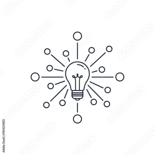 A bright idea represented by a glowing light bulb with radiating connections.