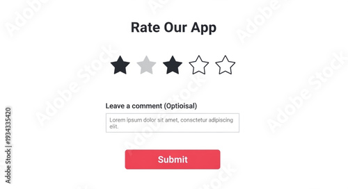 Customer feedback rating interface with stars and submit button.