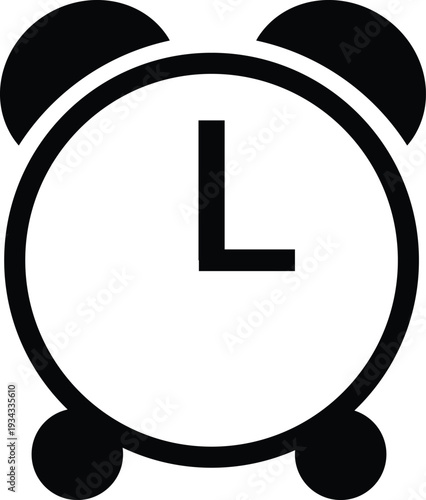 alarm clock icon vector illustration, Black Alarm Clock Icon