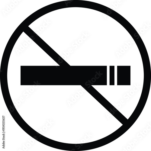 no smoking symbol, Clear symbol depicting a lit cigarette with smoke inside a black  prohibition circle, representing no smoking zones and health warnings effectively.