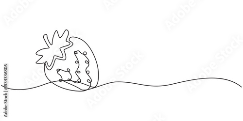 Vector strawberry with one line style and spots, Single continuous line drawing of organic strawberry for fruit icon fresh berries fruitage concept, Vector illustration with continuous line drawing.