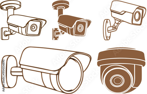 A collection of various security camera types and designs