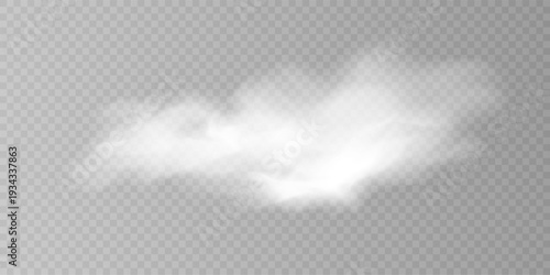 Abstract White Haze Cloud with Soft Edges PNG Overlay.