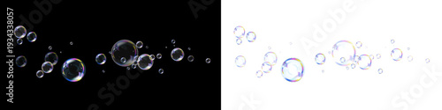 Sparkling Soap Bubbles Decorative Overlay PNG Set.