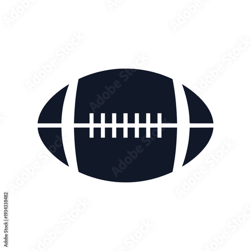 Minimal American football icon with oval shape and lace detail. Simple flat SVG vector suitable for sports graphics, athletic branding, and competition themes.