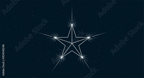 Glowing Star Shape with Sparkles on Dark Background.