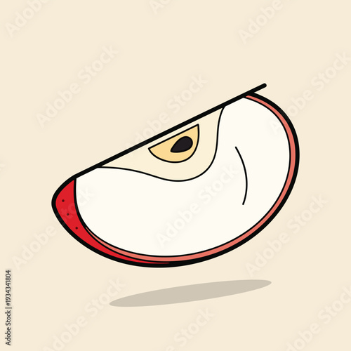Vector illustration of a cartoon illustration of a slice of pizza with a face on a beige background