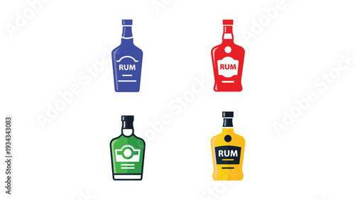 Four distinct bottles of alcoholic beverages displayed in a grid layout