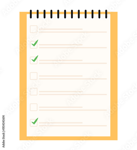 minimal notepad spiral check list or check mark illustration clipart
