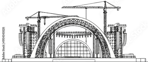 Detailed architectural blueprint of a large-scale construction project