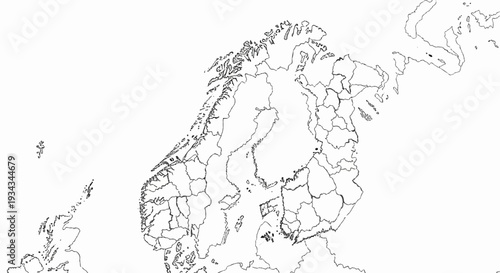 Outline map of the Scandinavian peninsula and surrounding islands