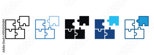 Puzzle Icon Set Multiple Style Of