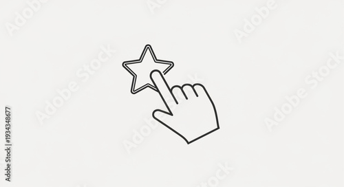 Hand cursor clicking on a star icon representing a favorite or rating.