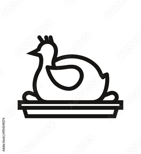 Abstract line art illustration of a duck on a flat surface  