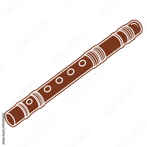 Brown Bamboo Flute Isolated on White Background Musical Instrument for World Music Day Traditional Music and Cultural Instrument