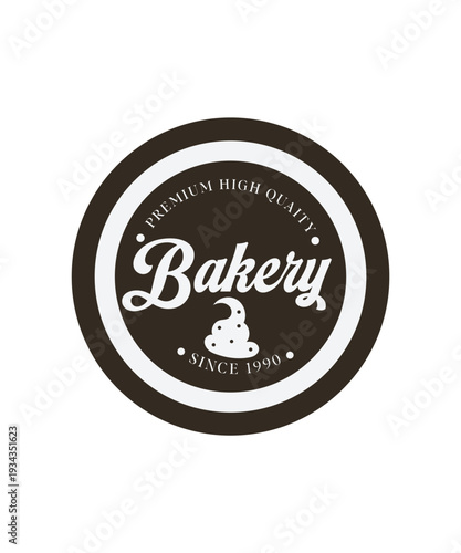 Black and white bakery logo, Bakery shop logo, Bakery Food Logo Template, Badge bakery logo