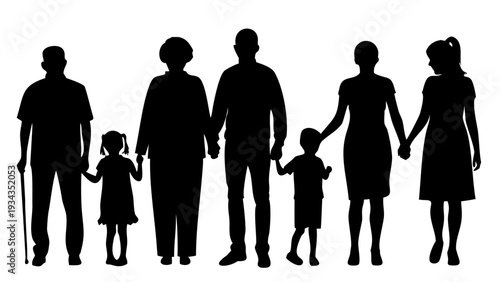 Diverse family members holding hands in unity and love