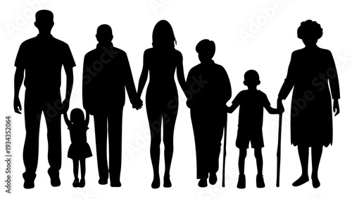 Multigenerational family walking together hand in hand
